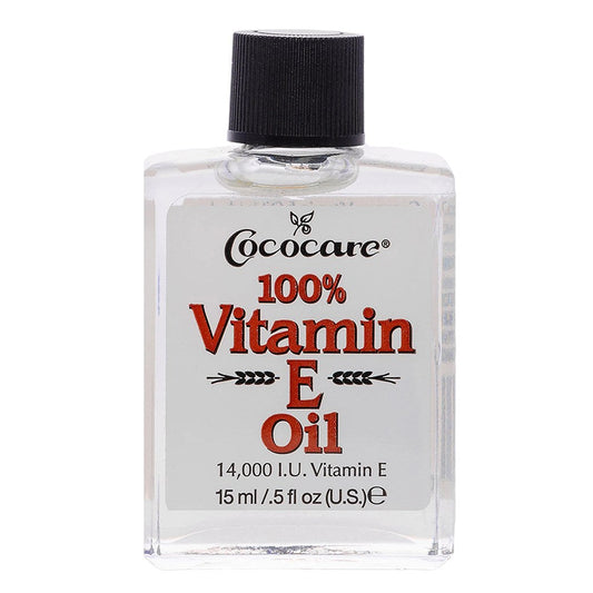 Cococare Vitamin E Oil in 0.5 fl oz bottle, personal care product for skin nourishment and antioxidant benefits.