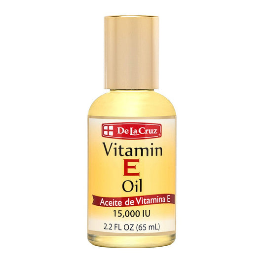 De La Cruz Vitamin E Oil for Face in 1 fl oz bottle, a natural personal care product for skin hydration and nourishment.