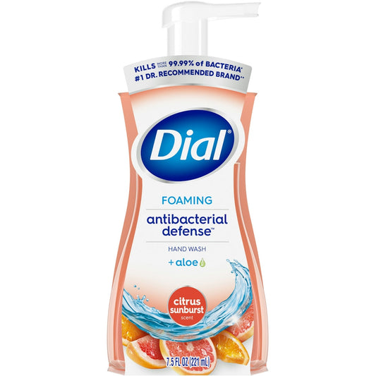 Dial Complete antibacterial foaming hand wash in Citrus Sunburst scent, 7.5 fl oz bottle, personal care product by Pasteur Pharmacy.
