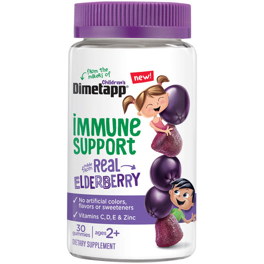 Children's Dimetapp Immune Support Elderberry Gummies by Pasteur Pharmacy, natural berry-flavored immune-boosting supplement for kids