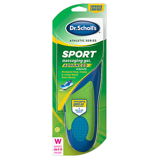 Dr. Scholl's Athletic Series sport insoles for women, size 5.5-9, in a pair, designed for comfort and support during athletic activities.