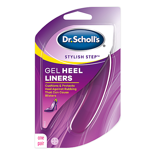 Dr Scholls Stylish Step Gel Heel Liners in a pair, personal care product designed for added comfort and cushioning in shoes.