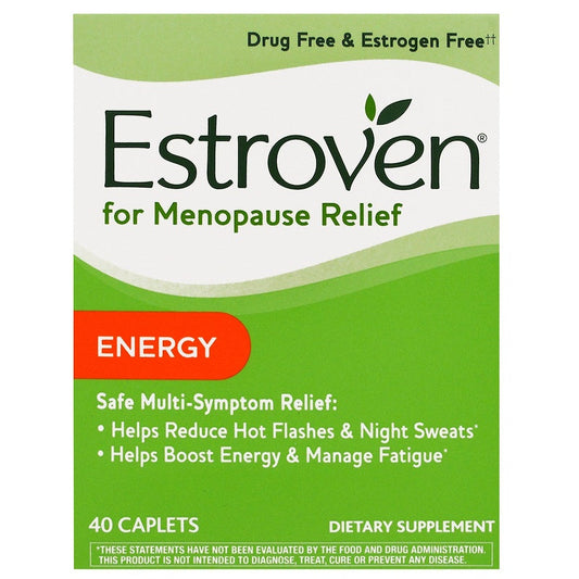 Estroven for Menopause Relief Energy supplement bottle from Pasteur Pharmacy, featuring the product label and packaging.