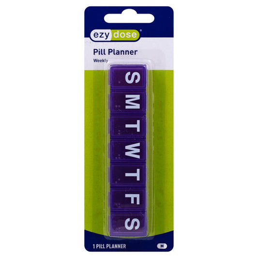 Medium Ezy Dose Weekly Classic Pill Planner by Pasteur Pharmacy for organizing daily medications in a personal care setting.