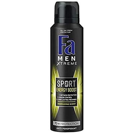Fa Deo Spray Sport Energy Boost for men by Pasteur Pharmacy, 150ml, personal care product with fresh, energizing scent.