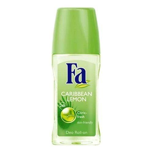 Fa Deodorant Roll-On 24 Hour Caribbean Lemon, 1.7 oz, personal care product with fresh lemon scent in a roll-on applicator.