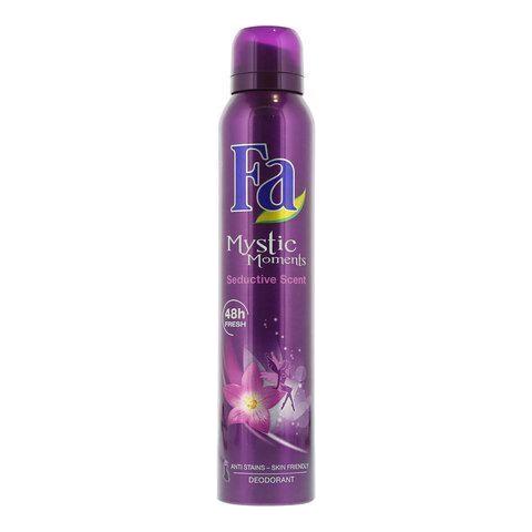 Fa Mystic Moments deodorant spray from Pasteur Pharmacy in a 200ml bottle, designed for fresh and long-lasting personal care.