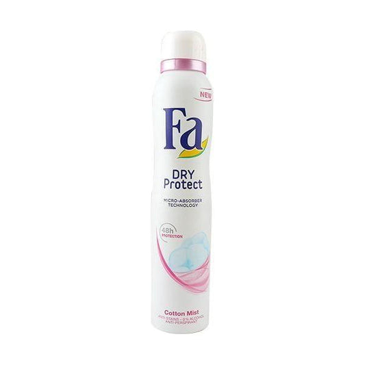 Fa Dry Protect Cotton Mist anti-perspirant deodorant spray by Pasteur Pharmacy, 200ml bottle for 48-hour freshness.