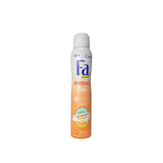 Fa Freshly Free Cucumber Melon Body Spray by Pasteur Pharmacy, 200ml bottle with cooling cucumber and sweet melon scent.
