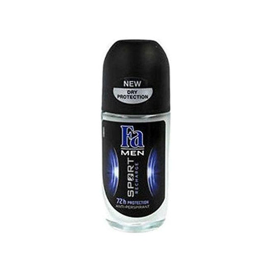 Fa Men Sport Recharge deodorant roll-on by Pasteur Pharmacy, 50ml, personal care product with a sleek roll-on applicator.