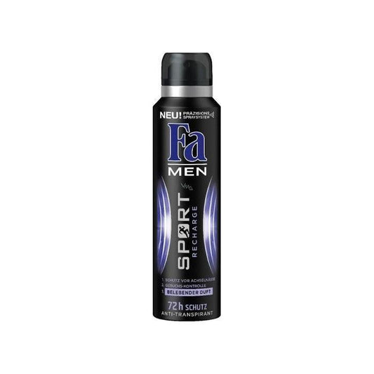 Fa Sport Recharge Deodorant for Men in 150 ml bottle, personal care product by Pasteur Pharmacy, designed for active men.