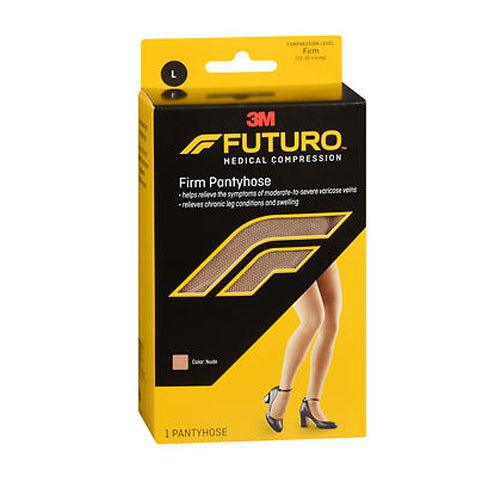 Futuro restoring pantyhose brief cut panty in nude, firm support, large size, shown in this image.