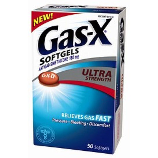Gas X Antigas Ultra Strength Softgels by Pasteur Pharmacy, personal care supplement for gas relief and digestive comfort.