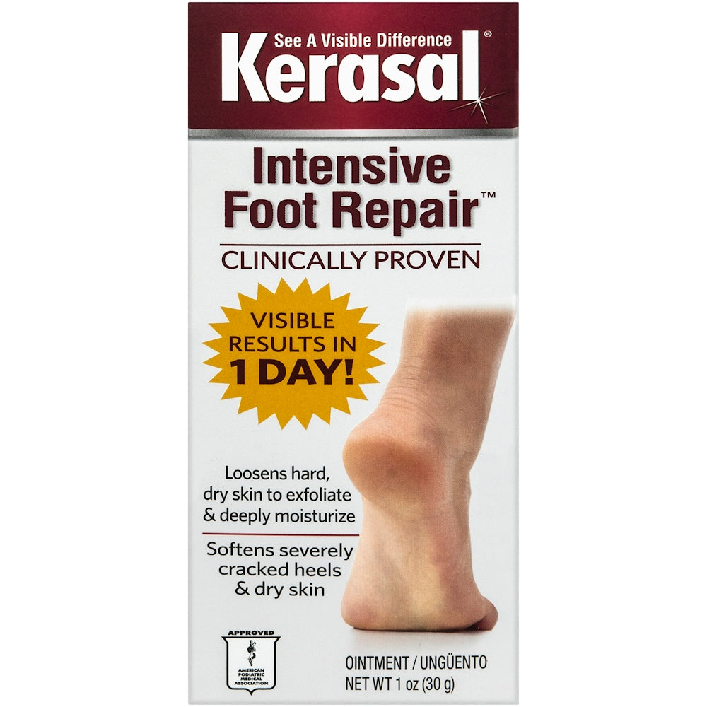 Kerasal Intensive Foot Repair Ointment in 1oz tube, personal care product for foot care and skin healing.