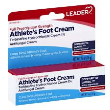 Leader Athlete's Foot Antifungal Cream from Pasteur Pharmacy, showing the tube of fast-acting foot fungus treatment.
