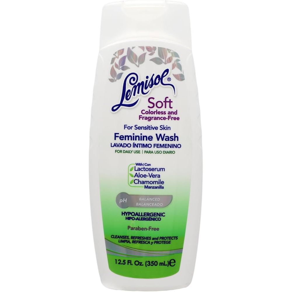 Lemisol Sensitive Skin Soft Feminine Wash bottle from Pasteur Pharmacy, gentle personal care product for feminine hygiene.