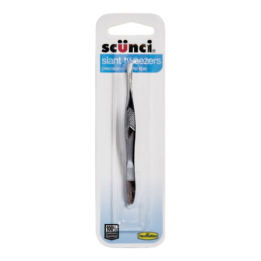 Precision slant tweezer from Pasteur Pharmacy, ideal for personal care, with a sleek stainless steel design for precise hair removal.
