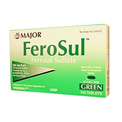 Major FeroSul Green personal care supplement bottle with green label and cap, displayed on a plain background.