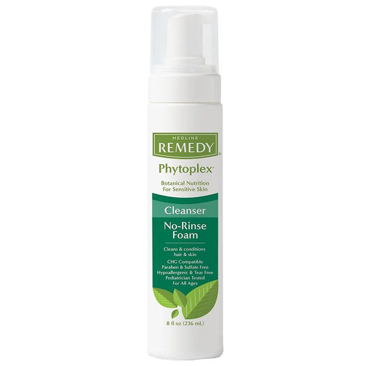Medline Remedy Cleanse No Rinse Foam Cleanser in vanilla scent, 8 oz bottle for personal care and skin cleansing.