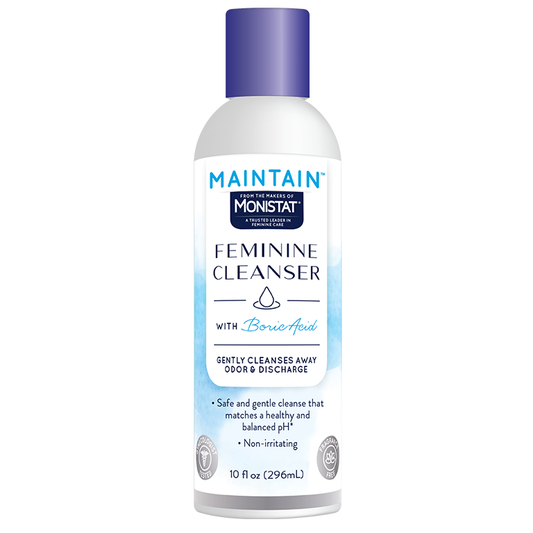 Monistat Boric Acid intimate skin cleanser wash in a 10 oz bottle, personal care product by Pasteur Pharmacy