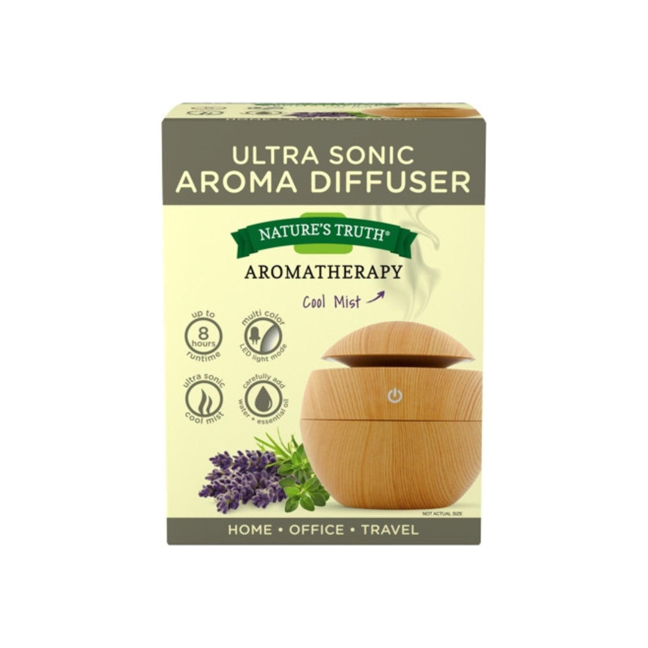 Nature's Truth ultrasonic aroma diffuser for personal care, with a sleek design and mist outlet for home wellness.