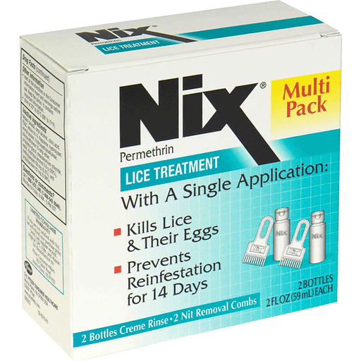 Nix Creme Rinse lice treatment with nit removal comb in a multi-pack, personal care product by Pasteur Pharmacy.