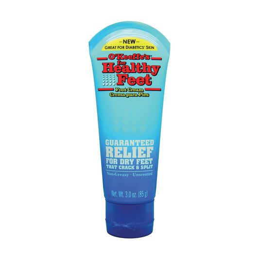 O'Keeffe's Foot Cream in a 3 oz tube, designed for personal care to soothe and moisturize dry, cracked feet.