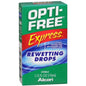 Opti Free Express Rewetting Drops in a bottle, designed for contact lens comfort and hydration by Pasteur Pharmacy.