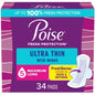 Poise Ultra Thin Pads with Wings for maximum absorbency, personal care product by Pasteur Pharmacy, shown in package.