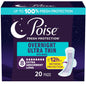 Poise Ultra-Thin With Wings Overnight Pad in packaging, designed for discreet, reliable overnight feminine protection.