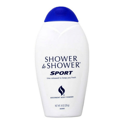Shower To Shower Sport Powder in a container, personal care product by Pasteur Pharmacy for fresh, dry skin after showering.