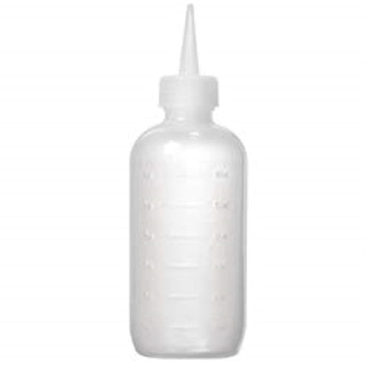 Soft 'N Style 6 oz applicator bottle from Pasteur Pharmacy, used for personal care applications, with a clear plastic design and nozzle
