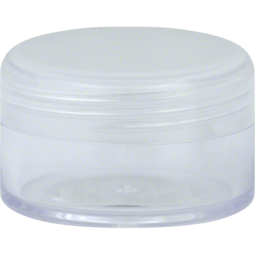 Clear pill container from Sprayco, designed for personal care, with a compact, transparent design for easy pill storage.