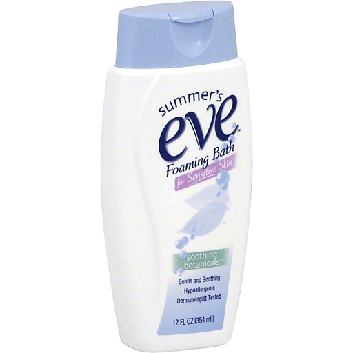 Summer's Eve foaming bath for sensitive skin with soothing botanicals, gentle personal care product from Pasteur Pharmacy.