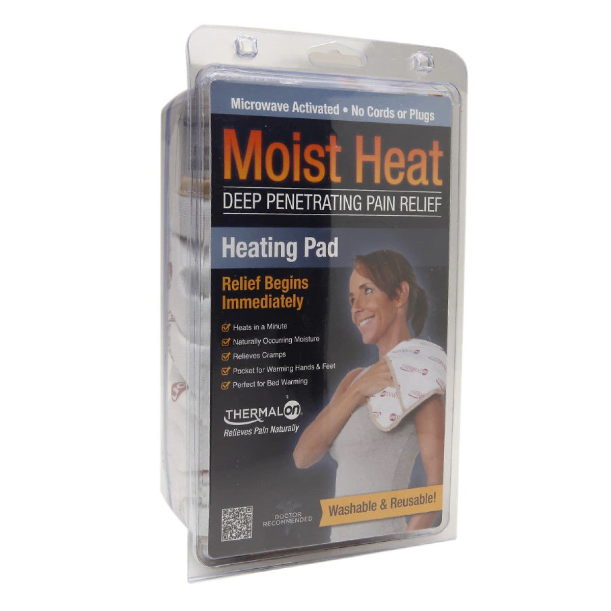 Thermalon Heating Pad by Pasteur Pharmacy for moist heat therapy, shown in a close-up image with soft fabric covering.