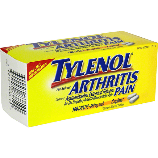 Tylenol 8 Hour Arthritis 650 mg pain relief tablets in a bottle, designed for personal care and arthritis pain management.