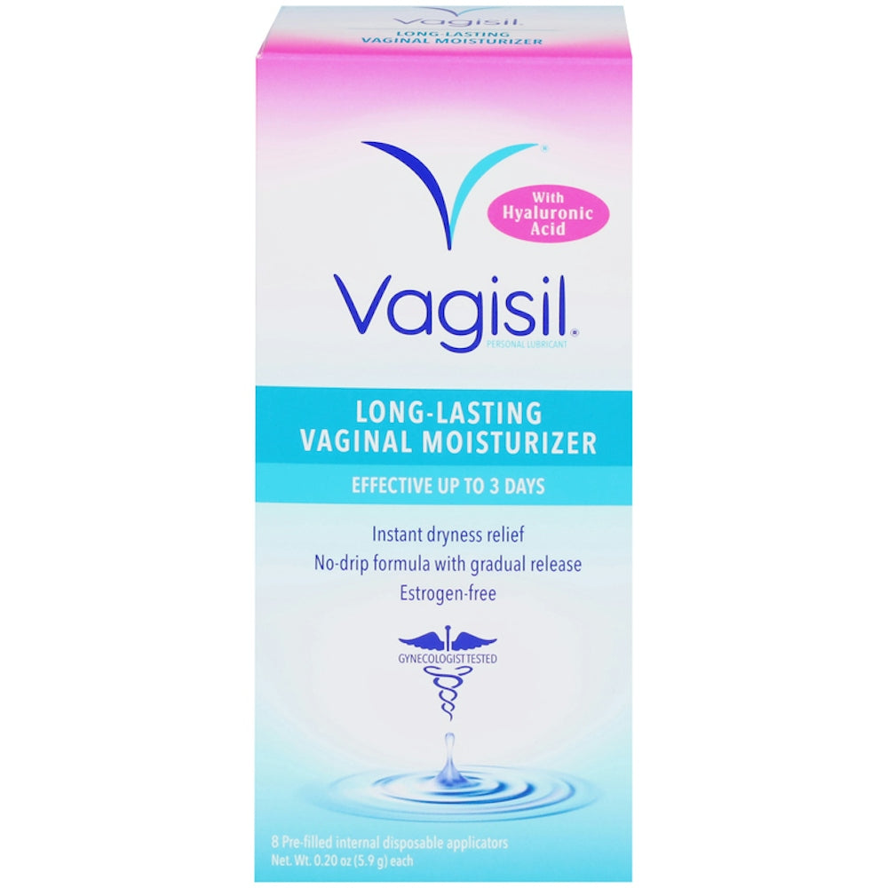 Vagisil ProHydrate Natural Feel internal vaginal moisturizing gel in an 8-count package, personal care product by Pasteur Pharmacy.
