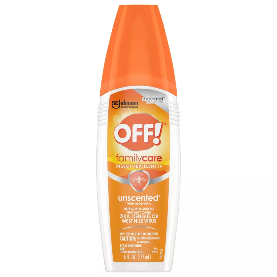 Off! Family Care Insect Repellent Spray by Pasteur Pharmacy, unscented, 6 Fl Oz, pest control spray for insect protection.