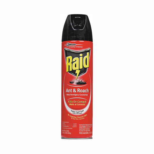 Raid 17.5 oz outdoor fresh scent aerosol spray pest control for ants and roaches, by Pasteur Pharmacy.