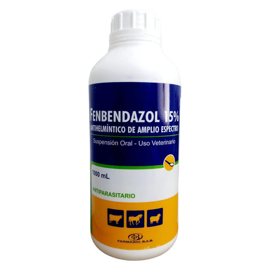 Fenbendazole USP powder in a 1000g container, pet supplies by Pasteur Pharmacy, used for treating parasitic infections in animals.