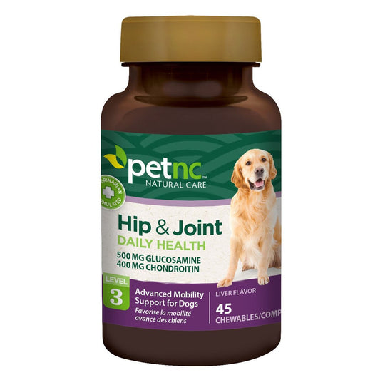 PetNC Natural Care Hip & Joint Health advanced formula pet vitamins and supplements for improved mobility and joint support.