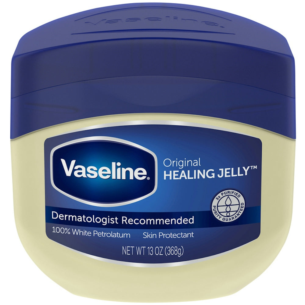 Pasteur Pharmacy Vaseline Pure Petroleum Jelly jar, 13 oz, original formula, smooth and moisturizing petroleum jelly in a clear jar.