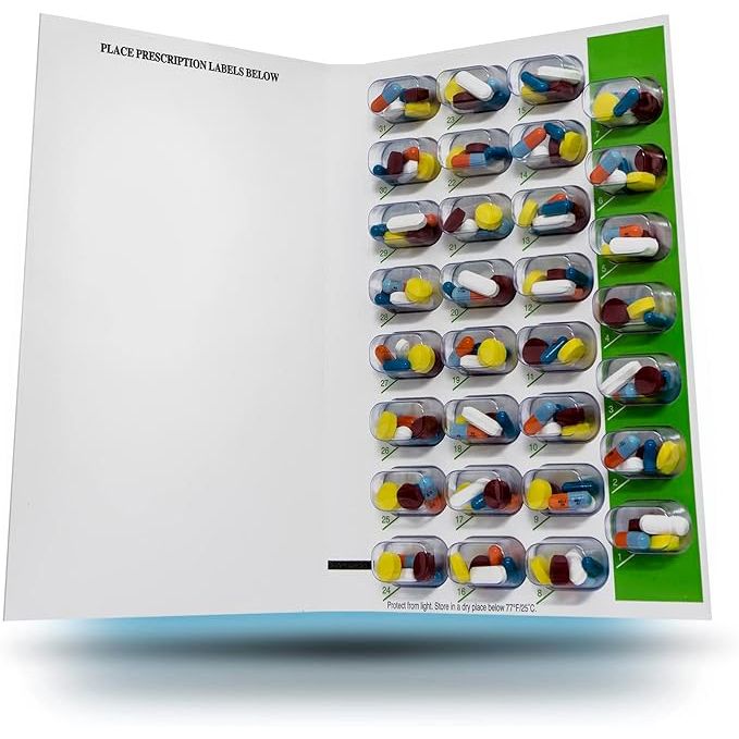 Pasteur Pharmacy blister Medcard pillbox with 30 units, compact design for medication storage and organization.