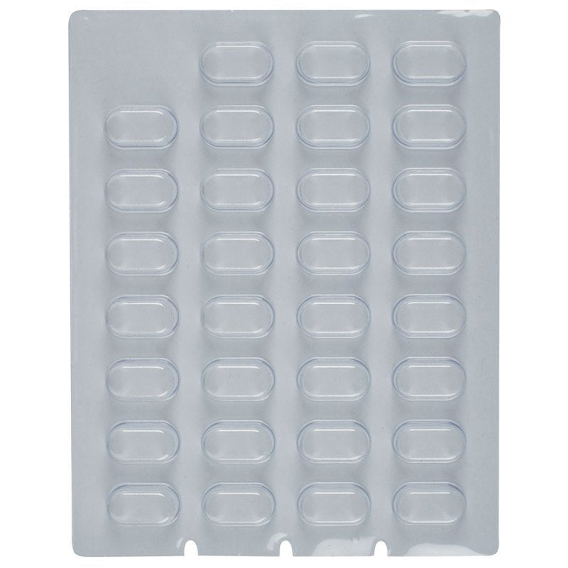 Large 31-day unit dose blister pillboxes with cold seal by Pasteur Pharmacy, shown in a pack of 500 for medication organization.