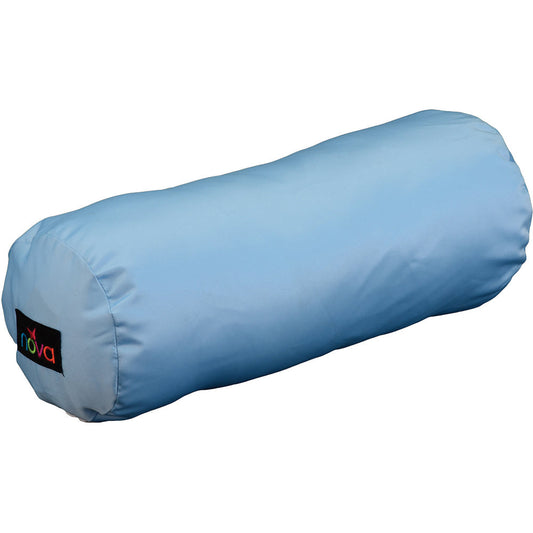 Sky blue satin NOVA Roll Pillow by Pasteur Pharmacy, soft and plush pillow for comfortable support.
