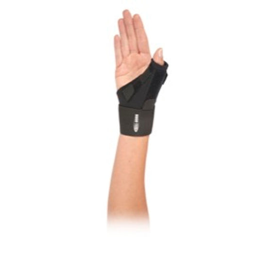 Black Bell-Horn Pro-Wrap thumb splint designed for support and stabilization, suitable for universal fits in plumbing fittings and supports.