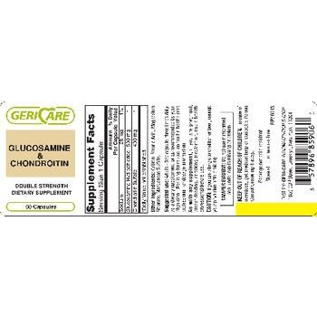 Geri-Care Glucosamine and Chondroitin supplement bottle, dietary support for joint health, by Pasteur Pharmacy.