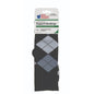 Gray argyle GNP Support Socks by Pasteur Pharmacy, unisex knee-high compression stockings, 15-20mmHg, small size.