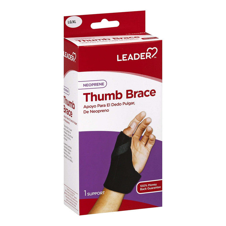 Black Leader Thumb Spica Support for large/X-large hands, designed for stability and comfort in medical or support applications.