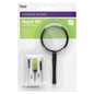 Flents eyeglass repair kit with magnifier for quick repairs, in a Pasteur Pharmacy plumbing repair kit box.